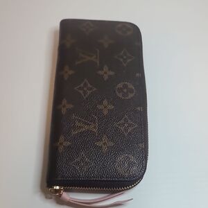 Clemence Brown Monogram Zip Wallet
